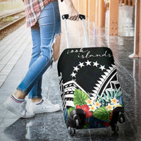 Cook Islands Luggage Covers - Cook Islands Coat of Arms & Polynesian Tropical Flowers White - Polynesian Pride