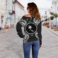 Chuuk Polynesian Shoulder Sweater Map Black - Polynesian Pride