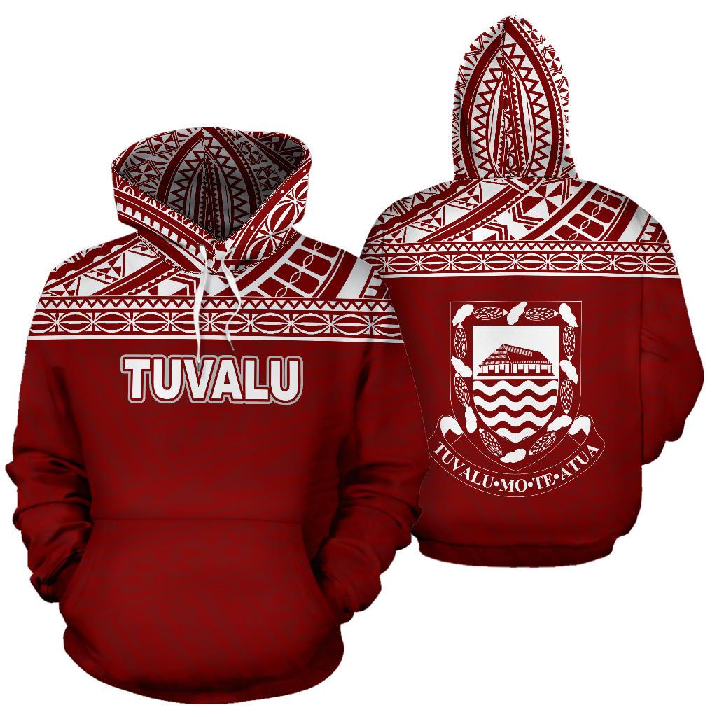 Tuvalu Polynesian Hoodie Horizontal Red Unisex Red - Polynesian Pride