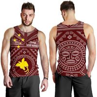 Papua New Guinea Men's Tank Top - Flag With Polynesian Patterns (Red) - Polynesian Pride
