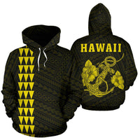 Polynesian Kakau Anchor Hibiscus Hawaii Hoodie Yellow Unisex Yellow - Polynesian Pride