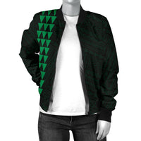 Hawaii Kakau Polynesian Anchor Women's Bomber Jacket - Green - Polynesian Pride
