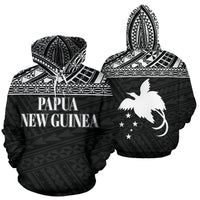 Papua New Guinea Polynesian ll Over Hoodie Black Horizontal Unisex Black - Polynesian Pride