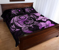 Hibiscus Plumeria Mix Polynesian Pink Turtle Quilt Bed Set - Polynesian Pride