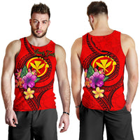 Hawaii Polynesian Custom Personalised Men's Tank Top - Floral With Seal Red Red - Polynesian Pride