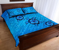 Turtle Hibiscus Swim In Sea Quilt Bed Set - Polynesian Pride