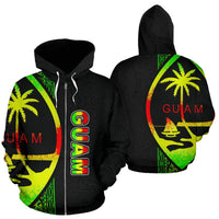 Guam Polynesian Zip up Hoodie Reggae Line Unisex Reggae - Polynesian Pride