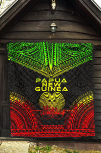 Papua New Guinea Premium Quilt - Papua New Guinea Coat Of Arms Polynesian Chief Reggae Version - Polynesian Pride