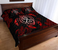 Hawaii Polynesian Turtle Quilt Bed Set Flow Of Turtle Red - Polynesian Pride