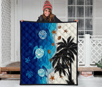 Hawaiian Sea Turtle Symbol Palm Premium Quilt - Polynesian Pride