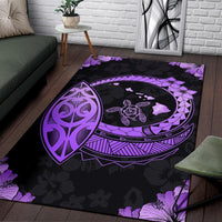 Hawaii Turtle Hibiscus Corner Map Polynesian Area Rug AH - Polynesian Pride