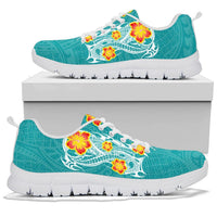 Hawaii Polynesian Hibiscus Sneakers - JVT Style - Cyan - Polynesian Pride
