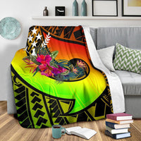 Kosrae Pemium Blanket - Polynesian Hook And Hibiscus (Raggae) - Polynesian Pride