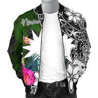 Nauru Men Bomber Jacket - Turtle Plumeria Banana Leaf - Polynesian Pride