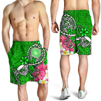 American Samoa Polynesian Men's Shorts - Turtle Plumeria (Green) - Polynesian Pride