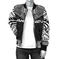 Vanuatu Polynesian Chief Women'S Bomber Jacket - Black Version - Polynesian Pride
