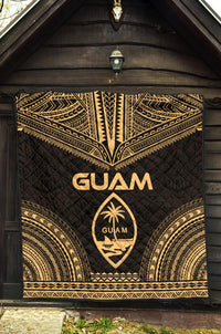 Guam Premium Quilt - Guam Coat Of Arms Polynesian Chief Gold Version - Polynesian Pride