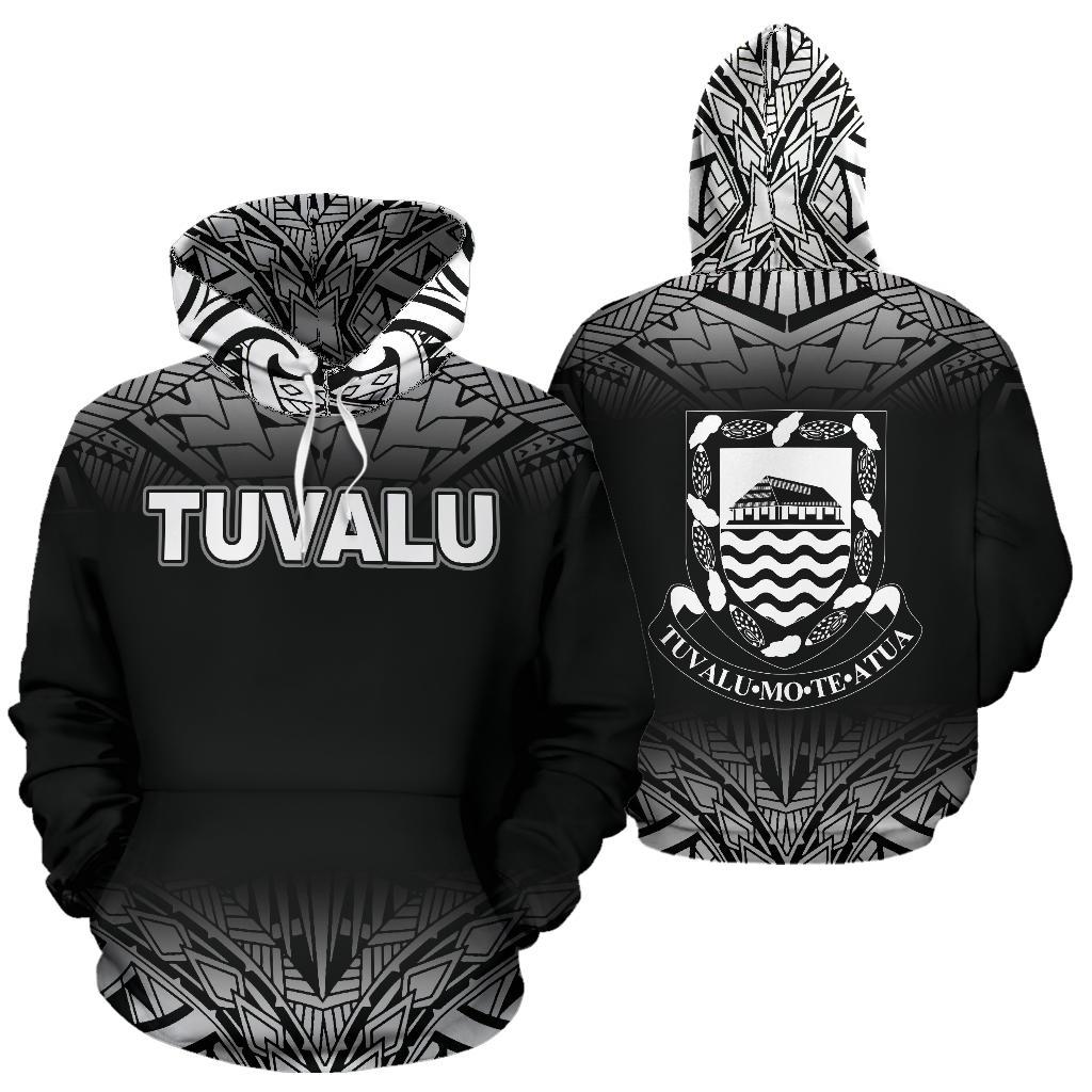 Tuvalu Polynesian Hoodie Fog Black Unisex Black - Polynesian Pride
