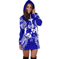 Tonga Polynesian Hoodie Dress Map Blue - Polynesian Pride