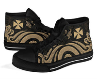 Wallis and Futuna High Top Canvas Shoes - Gold Tentacle Turtle - Polynesian Pride