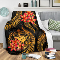 Samoa Polynesian Premium Blanket - Gold Plumeria - Polynesian Pride