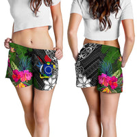 Cook Islands Women Shorts - Turtle Plumeria Banana Leaf - Polynesian Pride