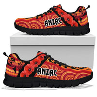 Anzac Lest We Forget Poppy Sneakers New Zealand Maori Silver Fern - Australia Aboriginal - Polynesian Pride
