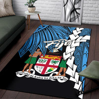Fiji Polynesian Area Rug - Tribal Wave Tattoo Flag Style - Polynesian Pride