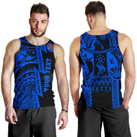 (Custom Personalised) Polynesian Guinea Men's Tank Top - Moana Maui Tattoo With Coat Of Arm Guinea Blue - Polynesian Pride