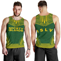 Society Islands Men's Tank Top - Polynesian Chief Flag Version - Polynesian Pride