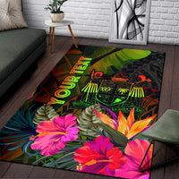 Fiji Polynesian Personalised Area Rug - Hibiscus and Banana Leaves - Polynesian Pride