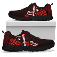 Chuuk Micronesia Sneakers - Coat Of Arm With Hibiscus - Polynesian Pride