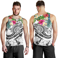 Fiji Polynesian Men's Tank Top - Summer Plumeria (White) - Polynesian Pride