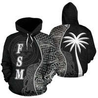 Federated States of Micronesian Polynesian Hoodie Coconut Tree Black Unisex Black - Polynesian Pride