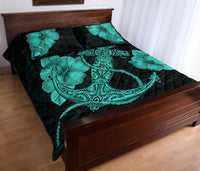 Anchor Poly Tribal Quilt Bed Set Turquoise - Polynesian Pride