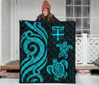Fiji Polynesian Premium Quilt - Turquoise Tentacle Turtle - Polynesian Pride