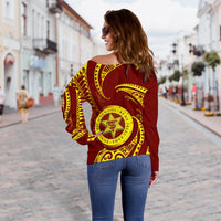 Tonga High School Women's Off Shoulder Sweater Special Polynesian No.1 - Polynesian Pride