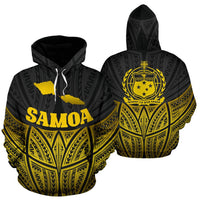 Samoa Polynesian Hoodie Gold Pride Map nd Seal Unisex Gold - Polynesian Pride