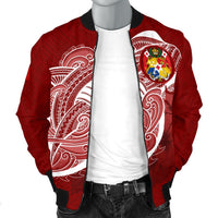 Tonga Men'S Bomber Jacket Shark Coat Of Arms - Polynesian Pride