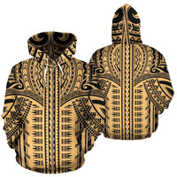 Polynesian All Over Zip up Hoodie Polynesian Pattern Hoodie Style Unisex White - Polynesian Pride