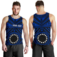 Cook Island Personalised Men's Tank Top - Seal With Polynesian Tattoo Style ( Blue) - Polynesian Pride