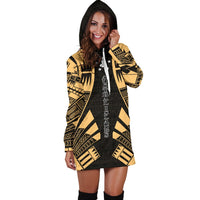 Austral Islands Hoodie Dress - Polynesian Tattoo Gold - Polynesian Pride