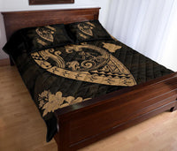 Hawaii Hibiscus Banzai Surfing Quilt Bed Set Gold - Polynesian Pride