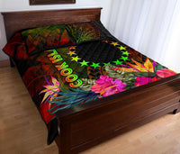 Cook Islands Polynesian Quilt Bed Set - Hibiscus and Banana Leaves - Polynesian Pride