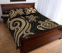Wallis and Futuna Quilt Bed Set - Gold Tentacle Turtle - Polynesian Pride