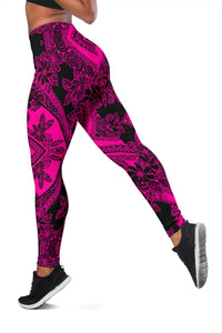 Polynesian Plumeria Mix Pink Black Hawaii Women's Leggings AH - Polynesian Pride
