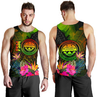Federated States of Micronesia Polynesian Men's Tank Top - Hibiscus and Banana Leaves Reggae - Polynesian Pride