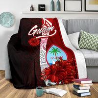 Guam Polynesian Premium Blanket - Coat Of Arm With Hibiscus - Polynesian Pride