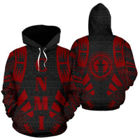 CNMI All Over Hoodie Red Tattoo Style Unisex Red - Polynesian Pride