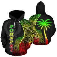 Pohnpei Polynesian Zip up Hoodie Coconut Tree Reggae Unisex Reggae - Polynesian Pride